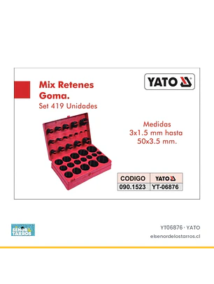 Caja surtido de o-ring milimétricos, 419 piezas