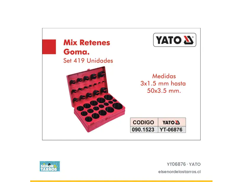 Caja surtido de o-ring milimétricos, 419 piezas