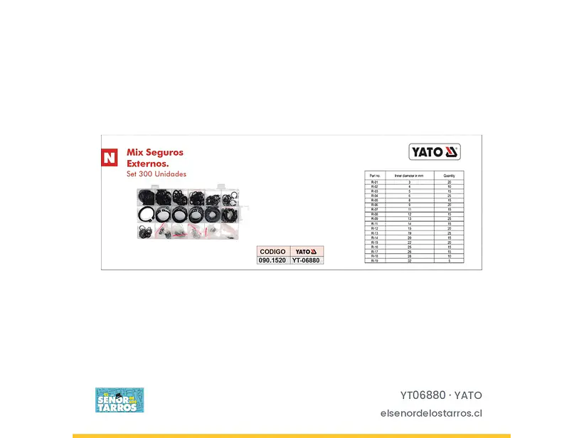 Display de seguros seeger externos, 300 unidades