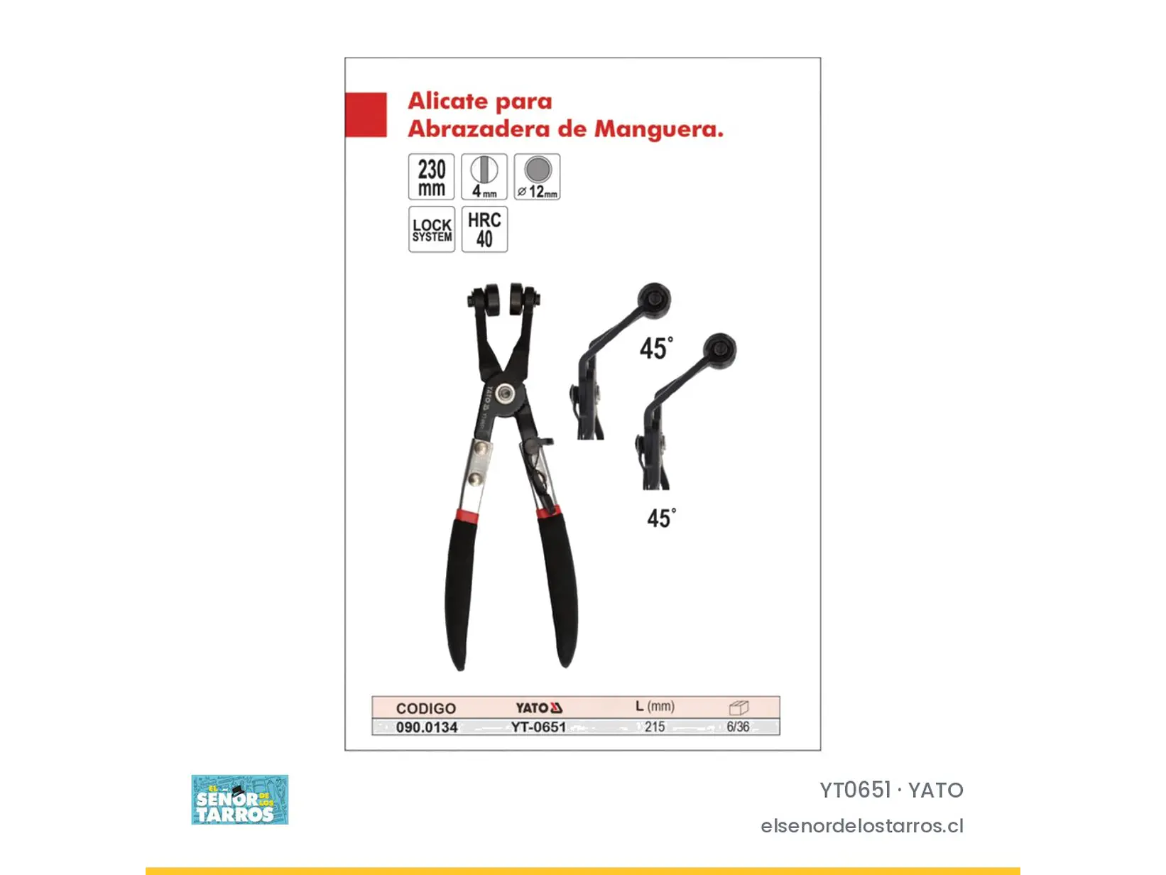 Alicate saca abrazaderas de manguera 230 mm