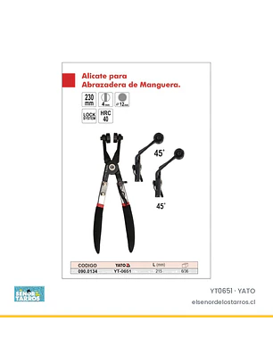 Alicate saca abrazaderas de manguera 230 mm