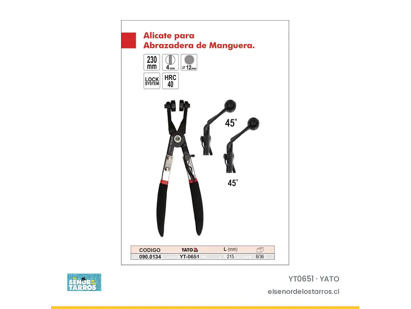 Alicate saca abrazaderas de manguera 230 mm