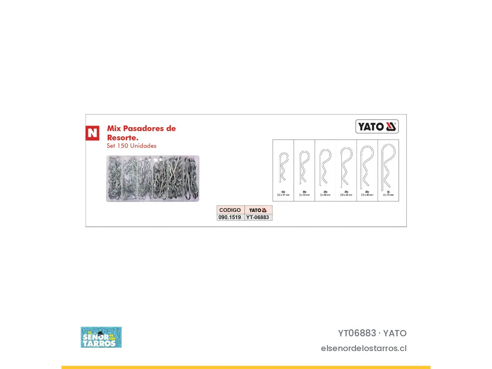 Display de chavetas tipo R, 150 unidades