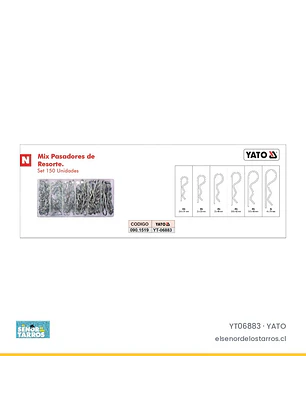 Display de chavetas tipo R, 150 unidades
