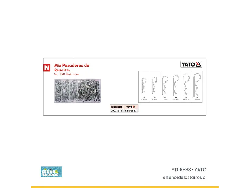 Display de chavetas tipo R, 150 unidades
