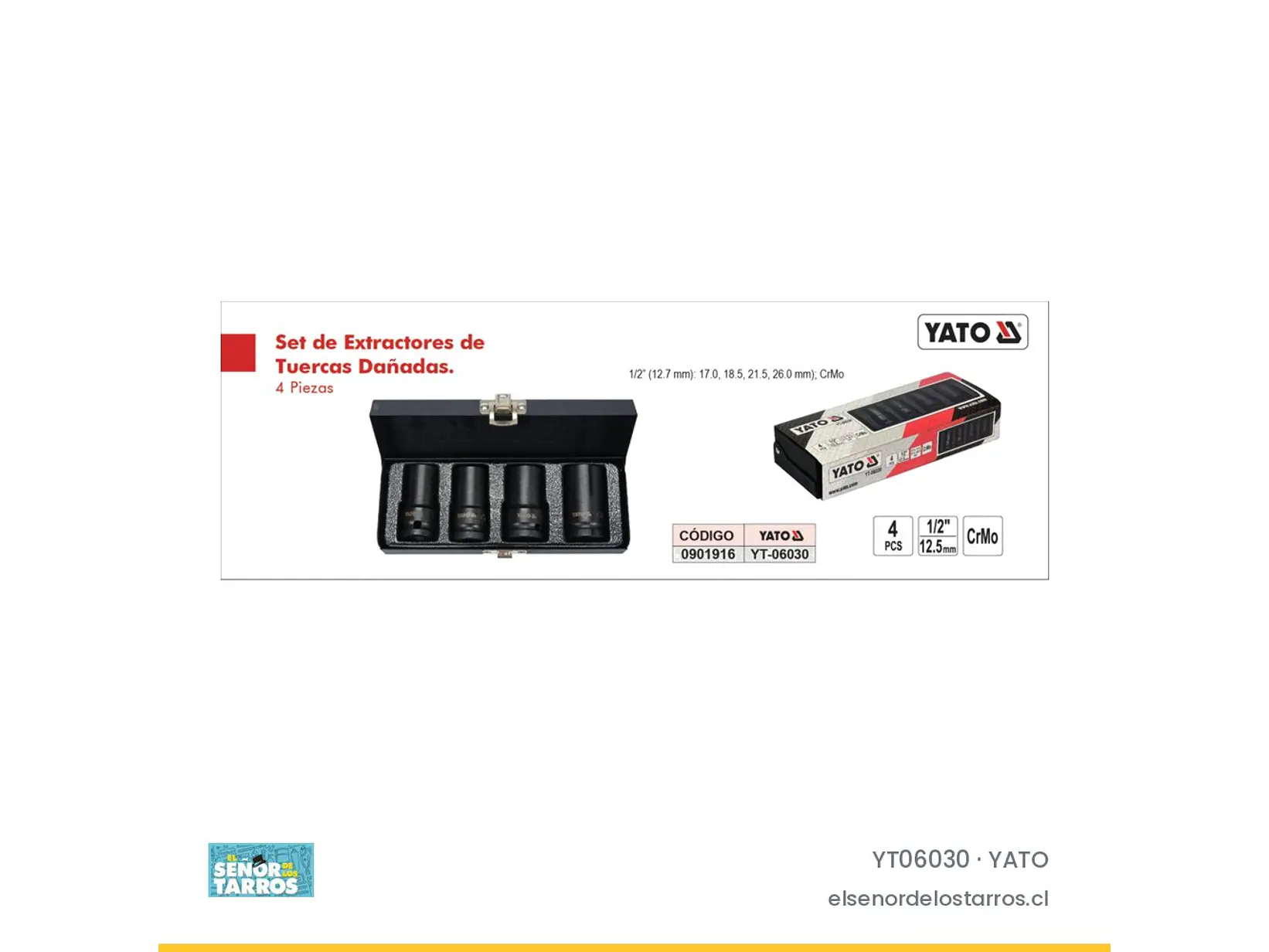 Juego de extractores de tuercas dañadas 1/2