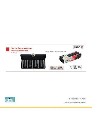 Juego de extractores de tuercas dañadas 1/2