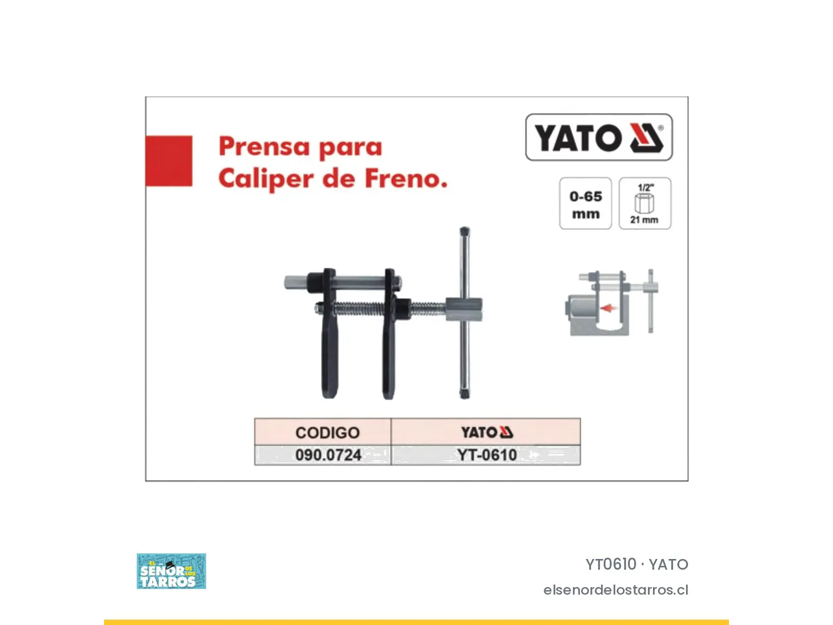 Prensa para caliper de freno, 0 a 65 mm
