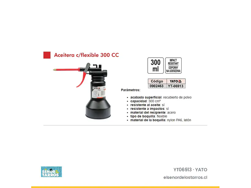 Aceitera manual con aplicador flexible 300 cc