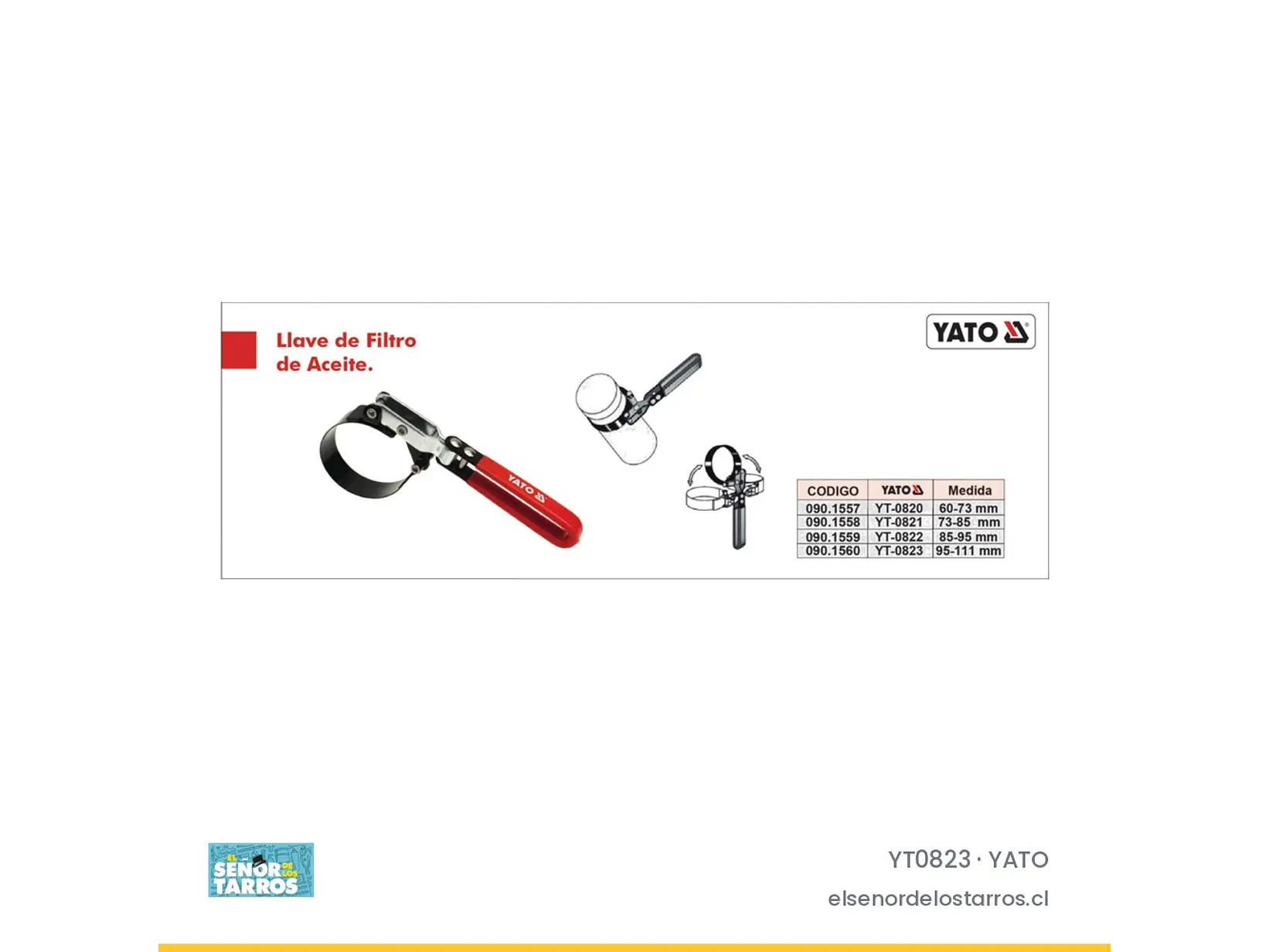 Llave de filtro tipo faja metálica, 95 a 111 mm