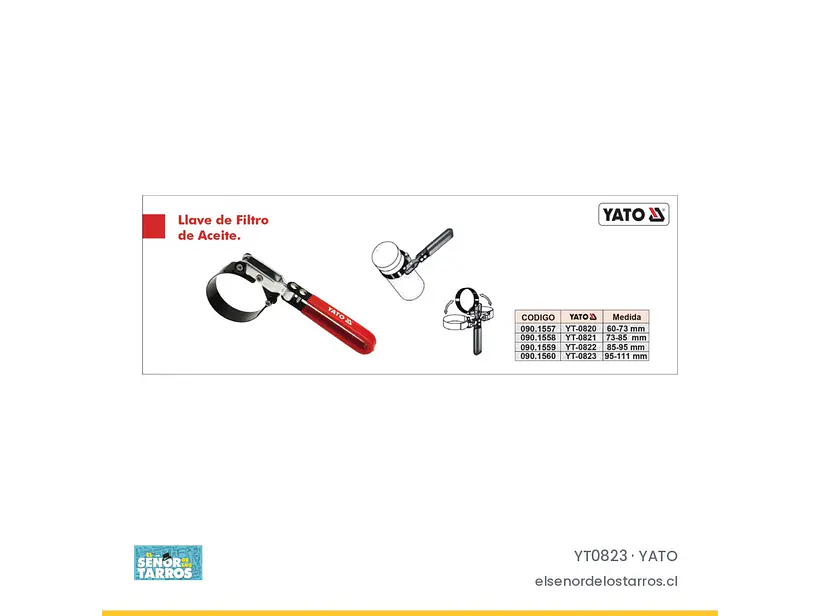 Llave de filtro tipo faja metálica, 95 a 111 mm