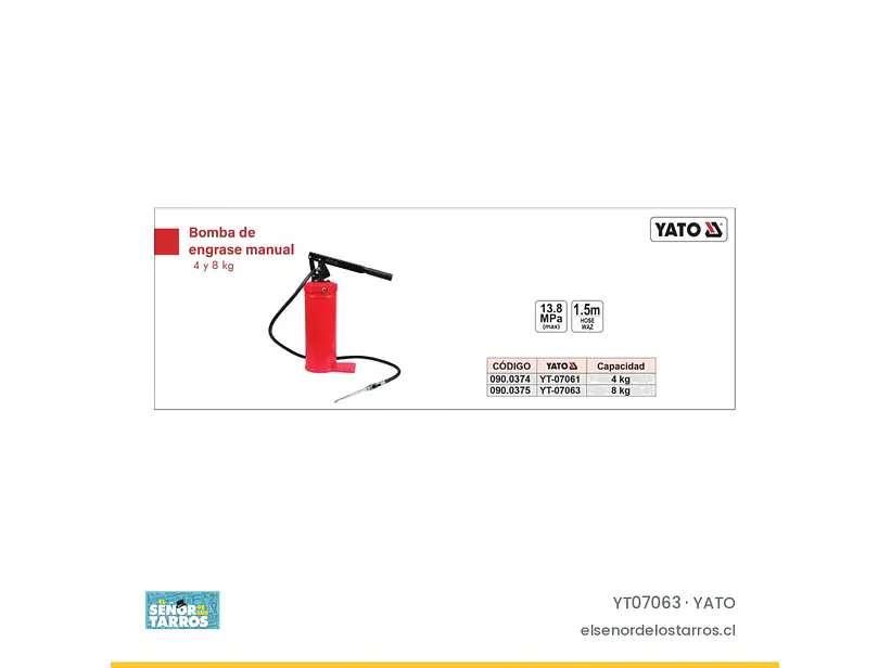 Bomba engrasadora manual 8 kilos