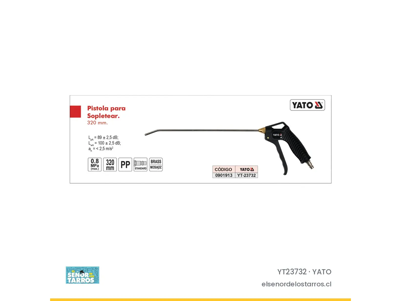 Pistola de sopletear con extensión 320 mm