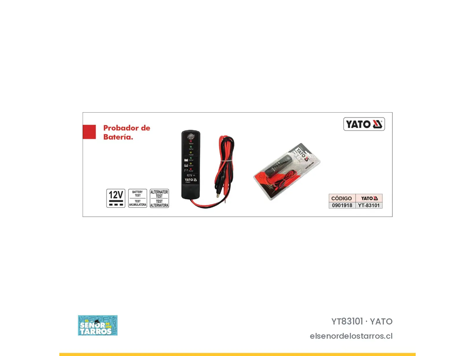 Probador de batería y alternador 12 V