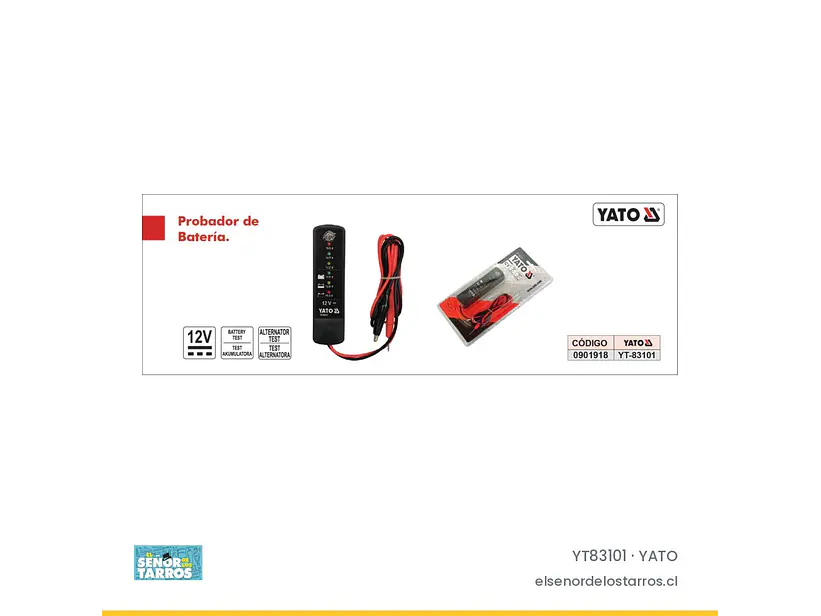 Probador de batería y alternador 12 V