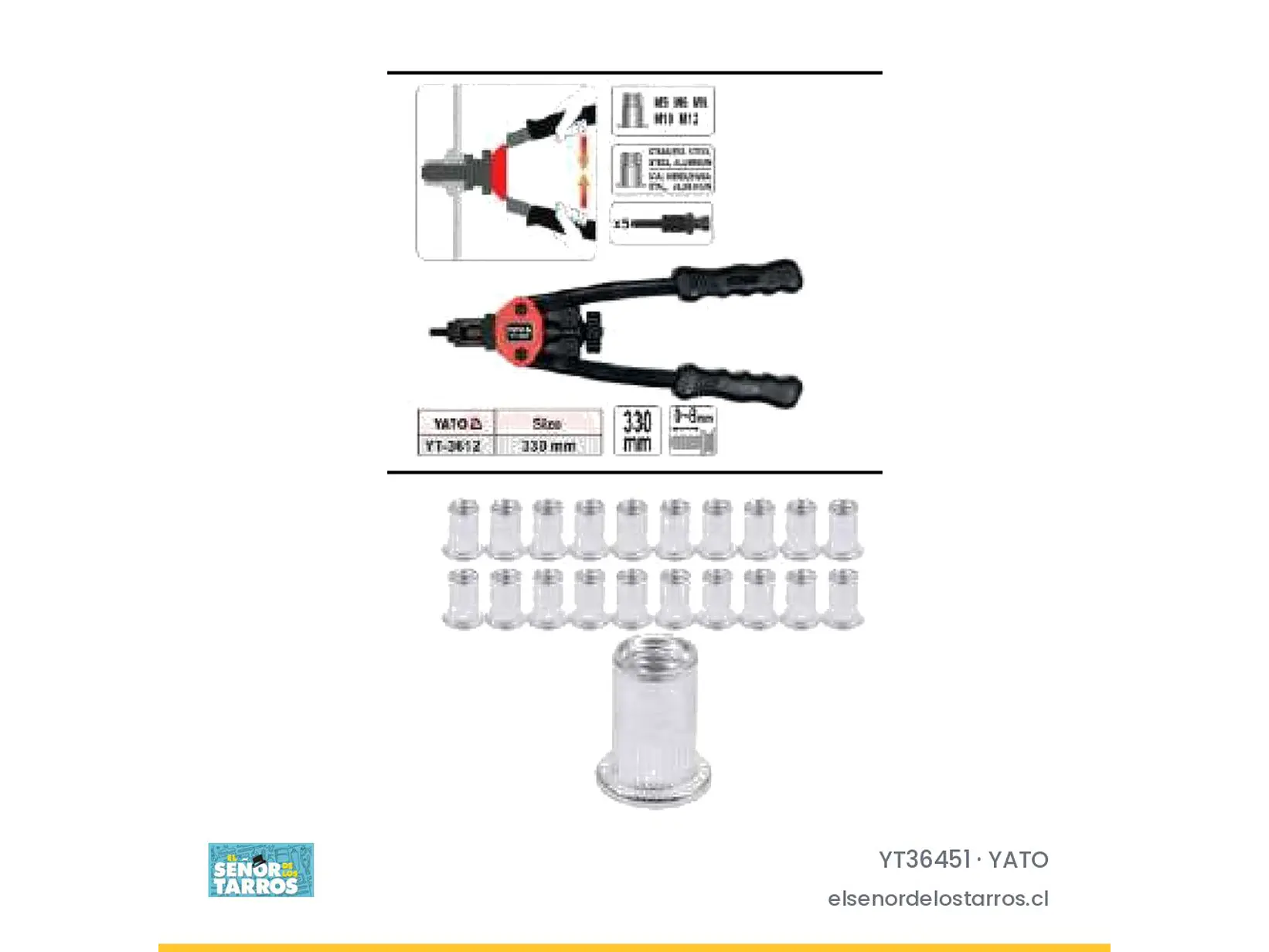 Set de 20 tuercas remachables de aluminio M3