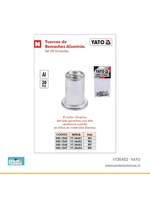 Set de 20 tuercas remachables de aluminio M4