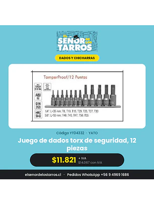 Juego de dados torx de seguridad, 12 piezas