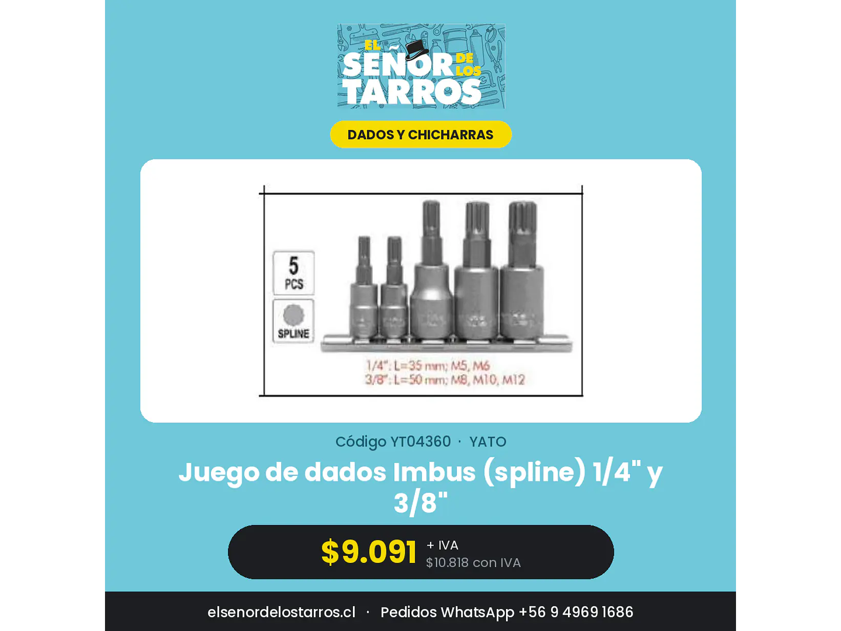 Juego de dados Imbus (spline) 1/4