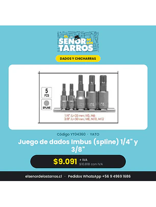 Juego de dados Imbus (spline) 1/4