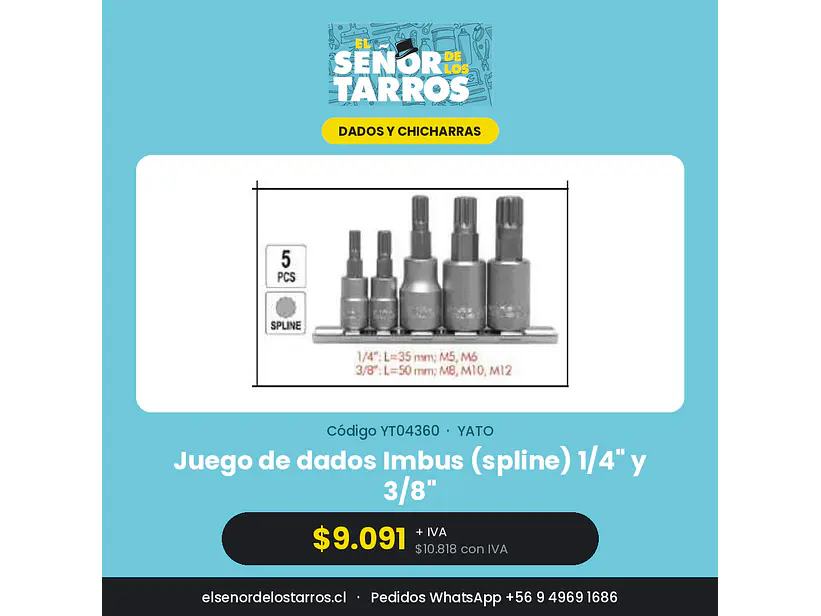 Juego de dados Imbus (spline) 1/4