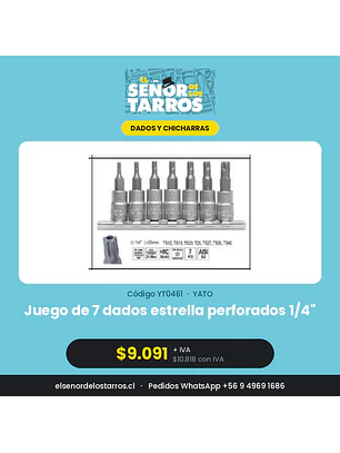 Juego de 7 dados estrella perforados 1/4