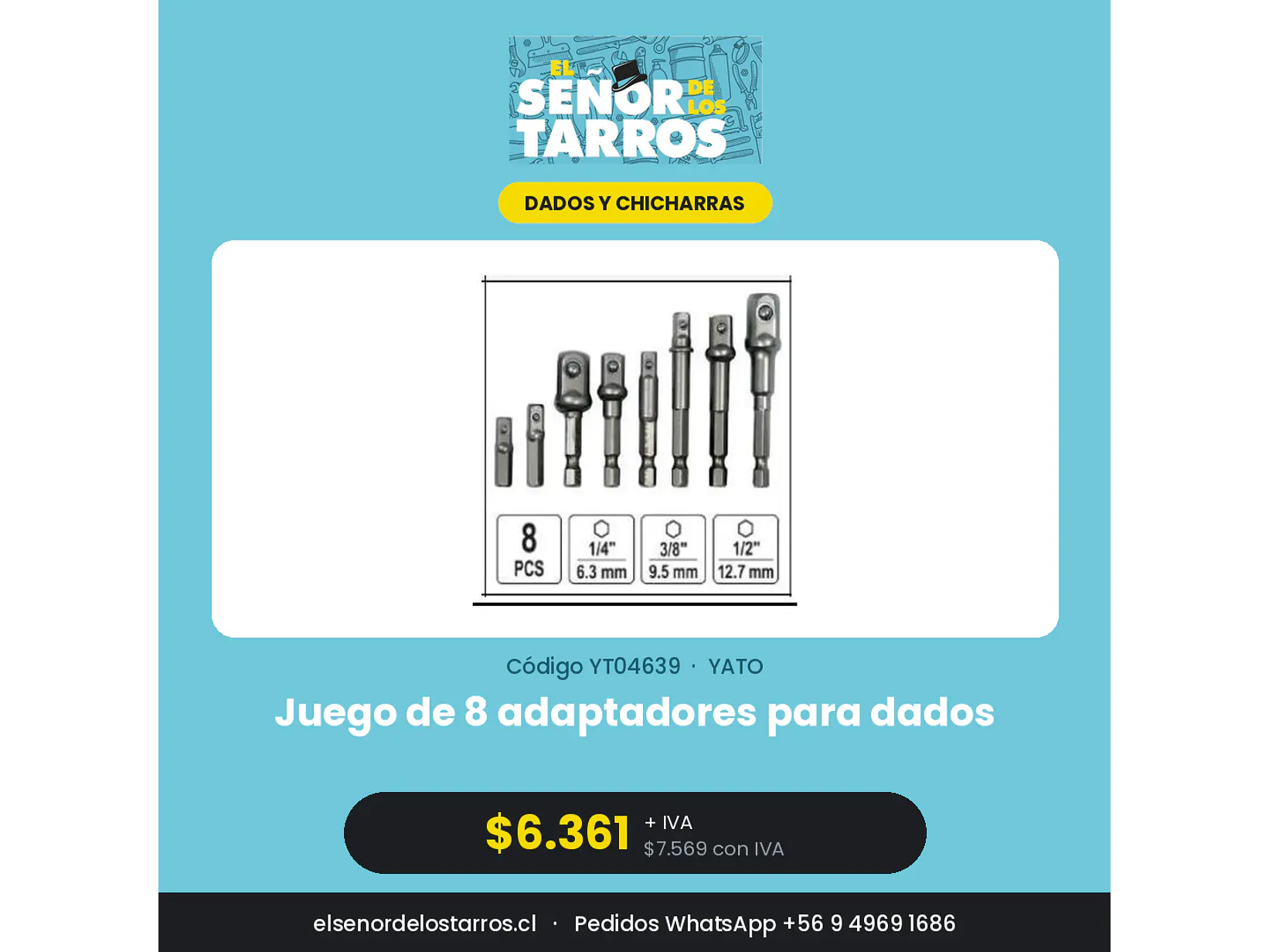 Juego de 8 adaptadores para dados