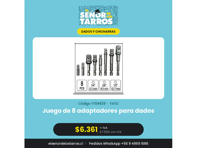 Juego de 8 adaptadores para dados