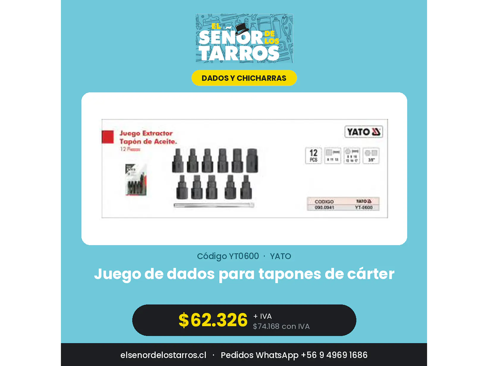 Juego de dados para tapones de cárter