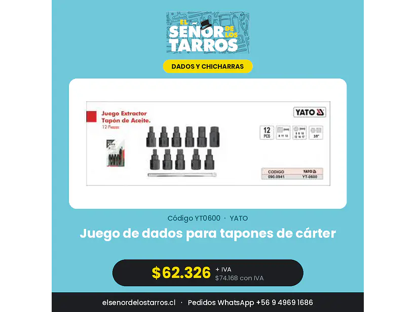 Juego de dados para tapones de cárter