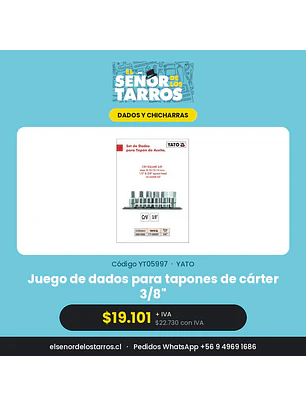 Juego de dados para tapones de cárter 3/8