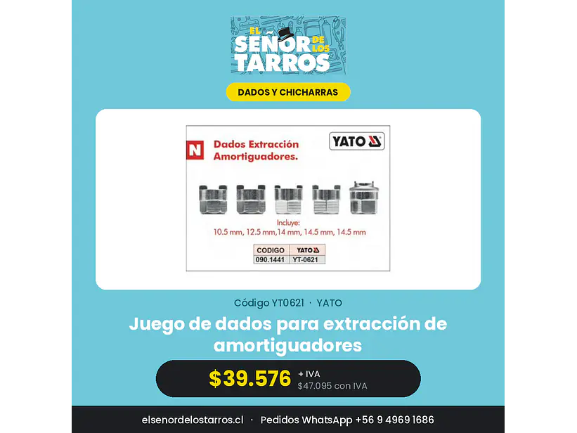Juego de dados para extracción de amortiguadores