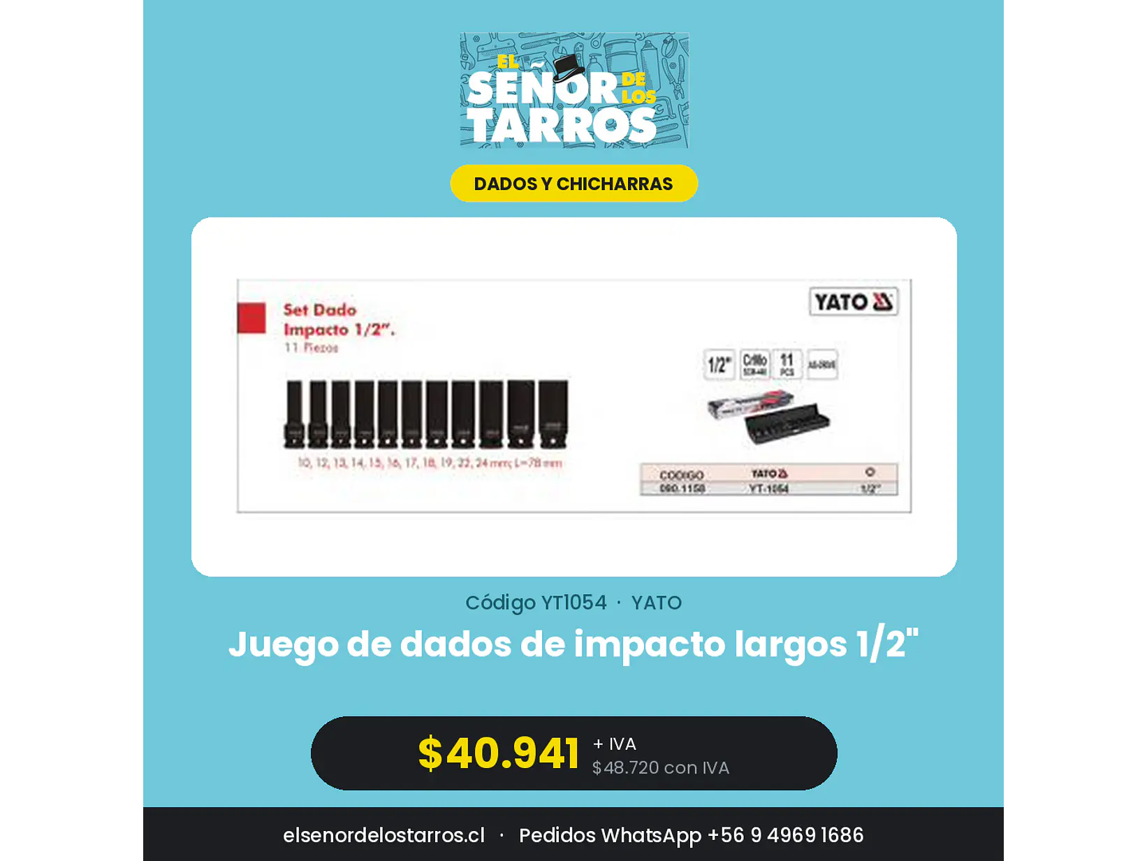 Juego de dados de impacto largos 1/2