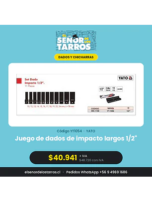 Juego de dados de impacto largos 1/2