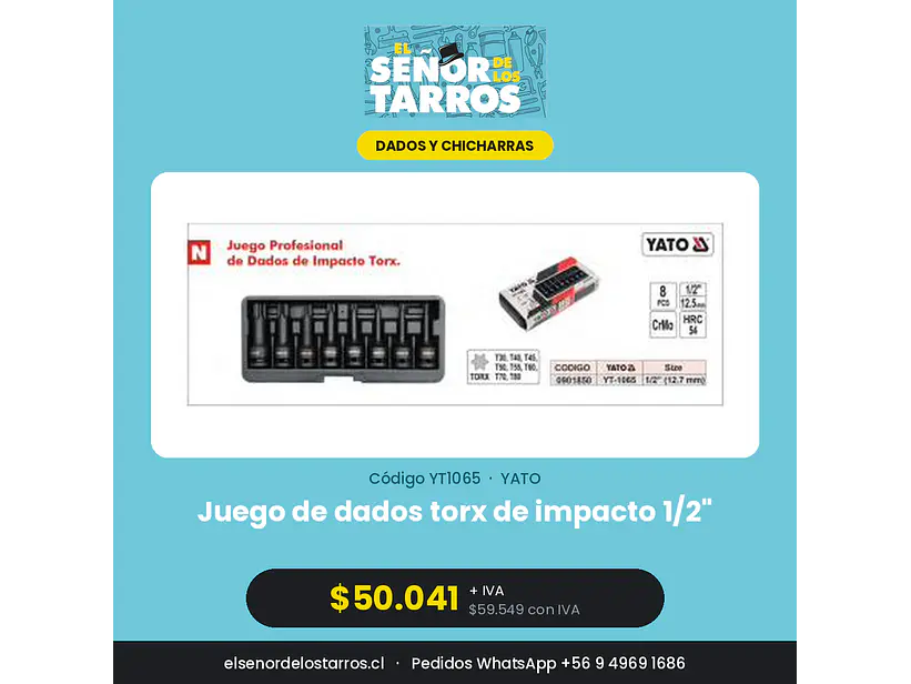 Juego de dados torx de impacto 1/2