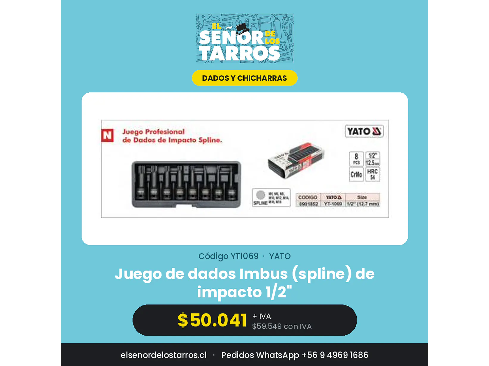 Juego de dados Imbus (spline) de impacto 1/2