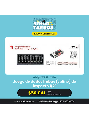 Juego de dados Imbus (spline) de impacto 1/2