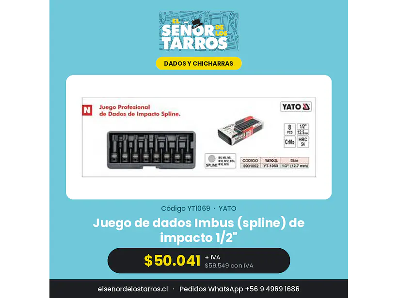 Juego de dados Imbus (spline) de impacto 1/2
