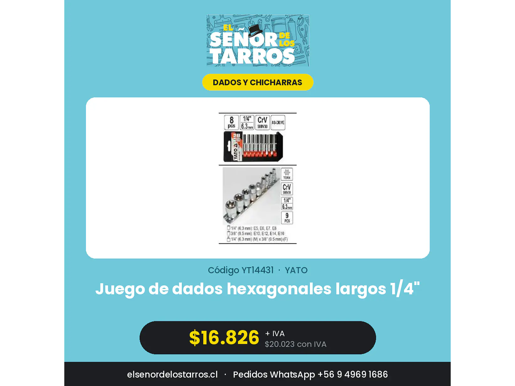 Juego de dados hexagonales largos 1/4