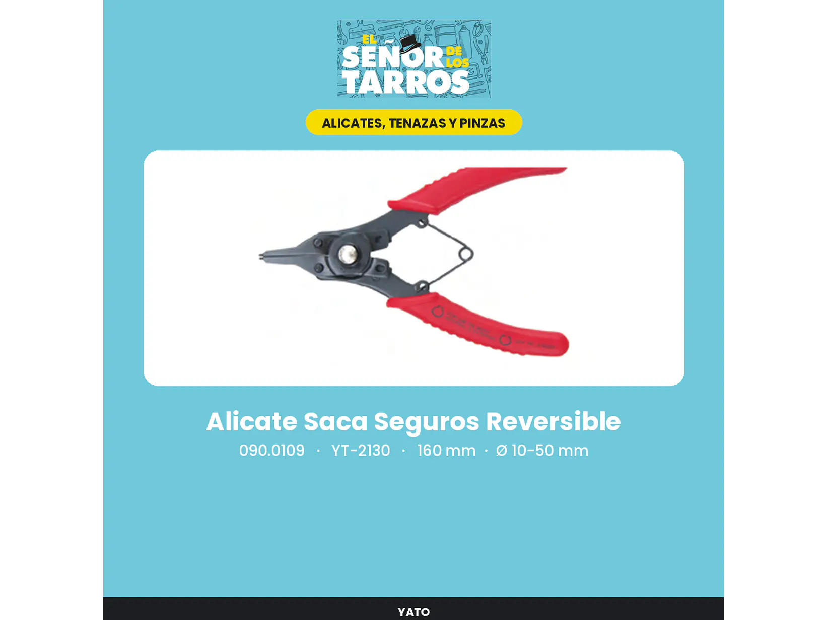 Alicate Saca Seguros Reversible 160 mm, Ø 10-50 mm