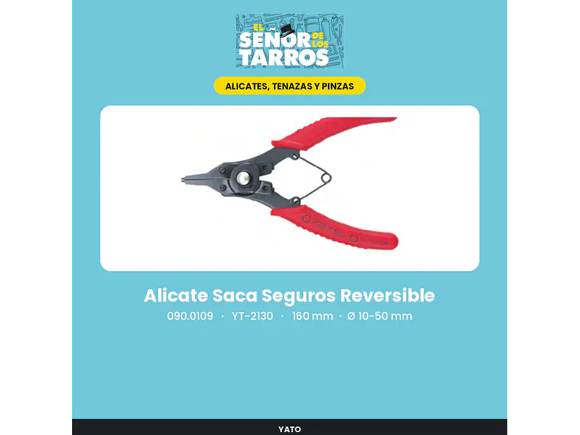 Alicate Saca Seguros Reversible 160 mm, Ø 10-50 mm
