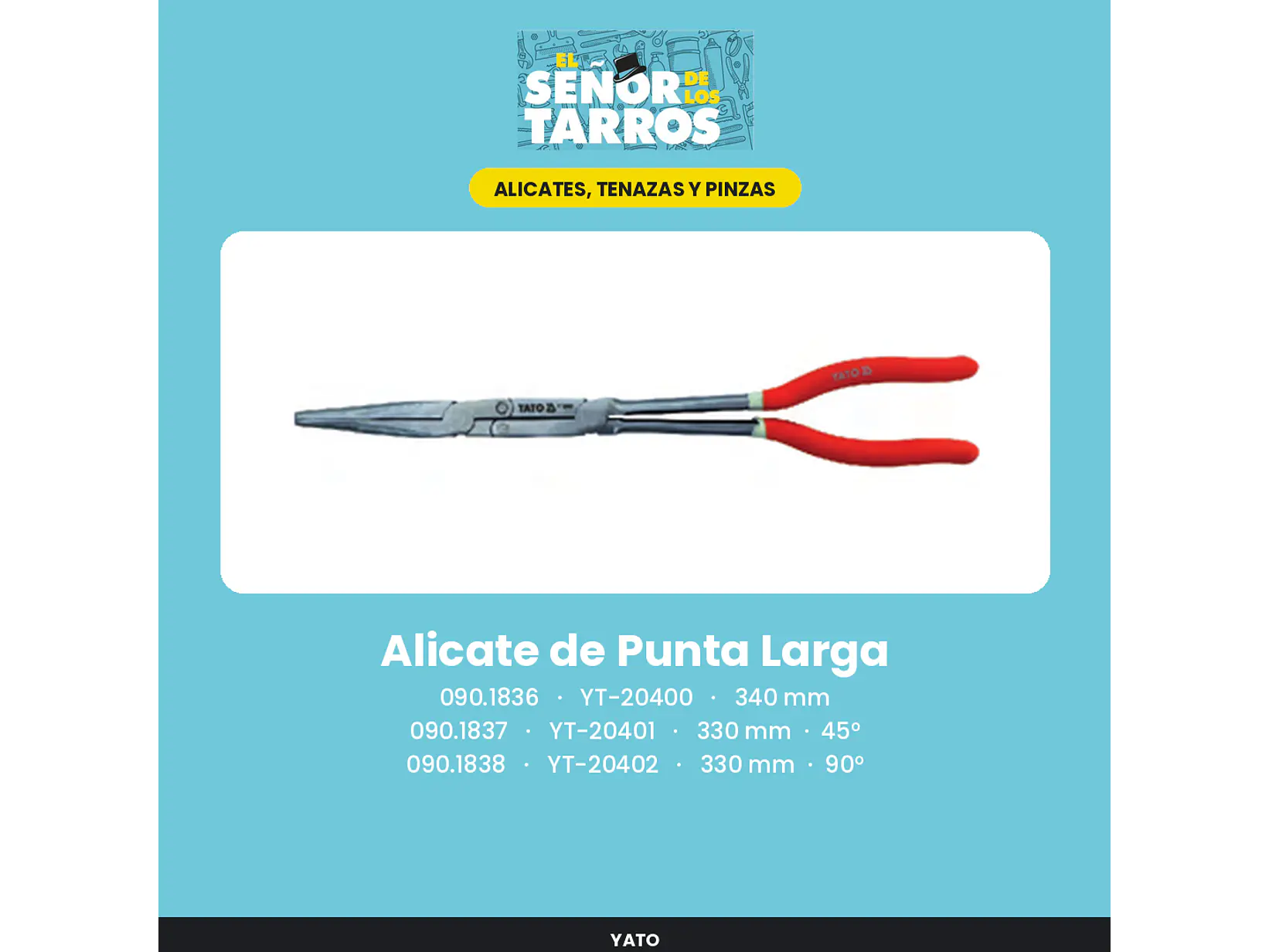 Alicate de Punta Larga 330 mm, 90°