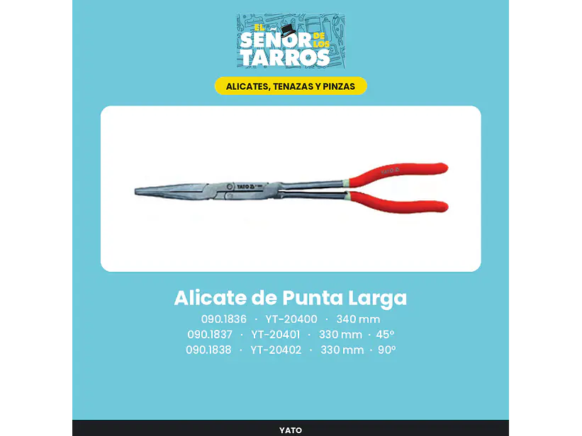 Alicate de Punta Larga 330 mm, 90°