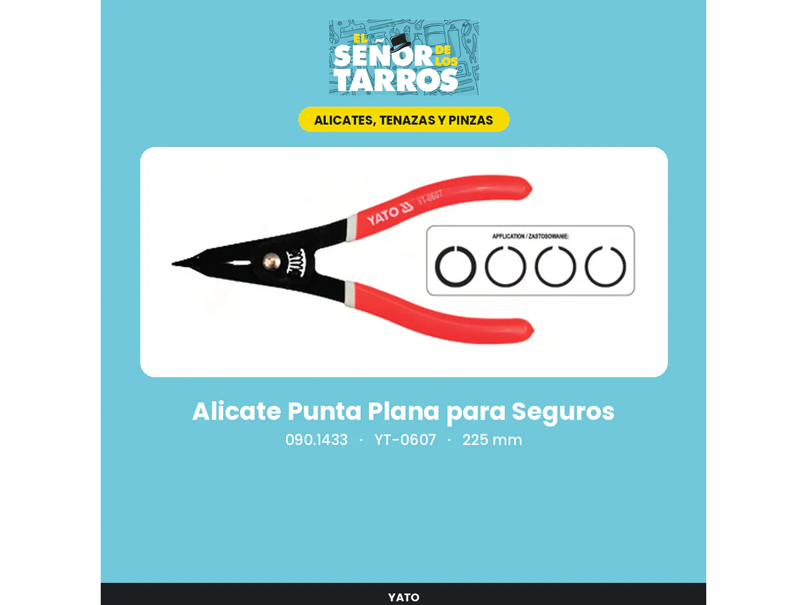 Alicate Punta Plana para Seguros 225 mm