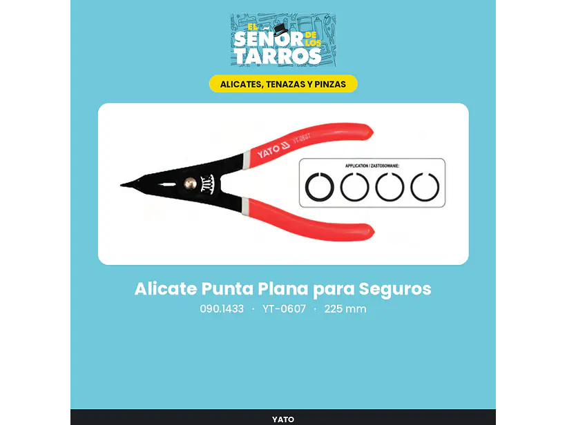 Alicate Punta Plana para Seguros 225 mm