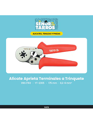 Alicate Aprieta Terminales a Trinquete 175 mm, 0,2-6 mm²