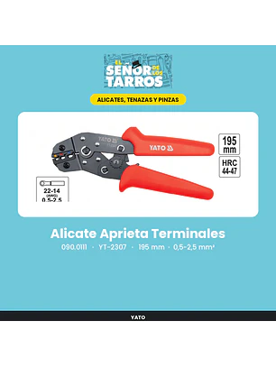 Alicate Aprieta Terminales 195 mm, 0,5-2,5 mm²