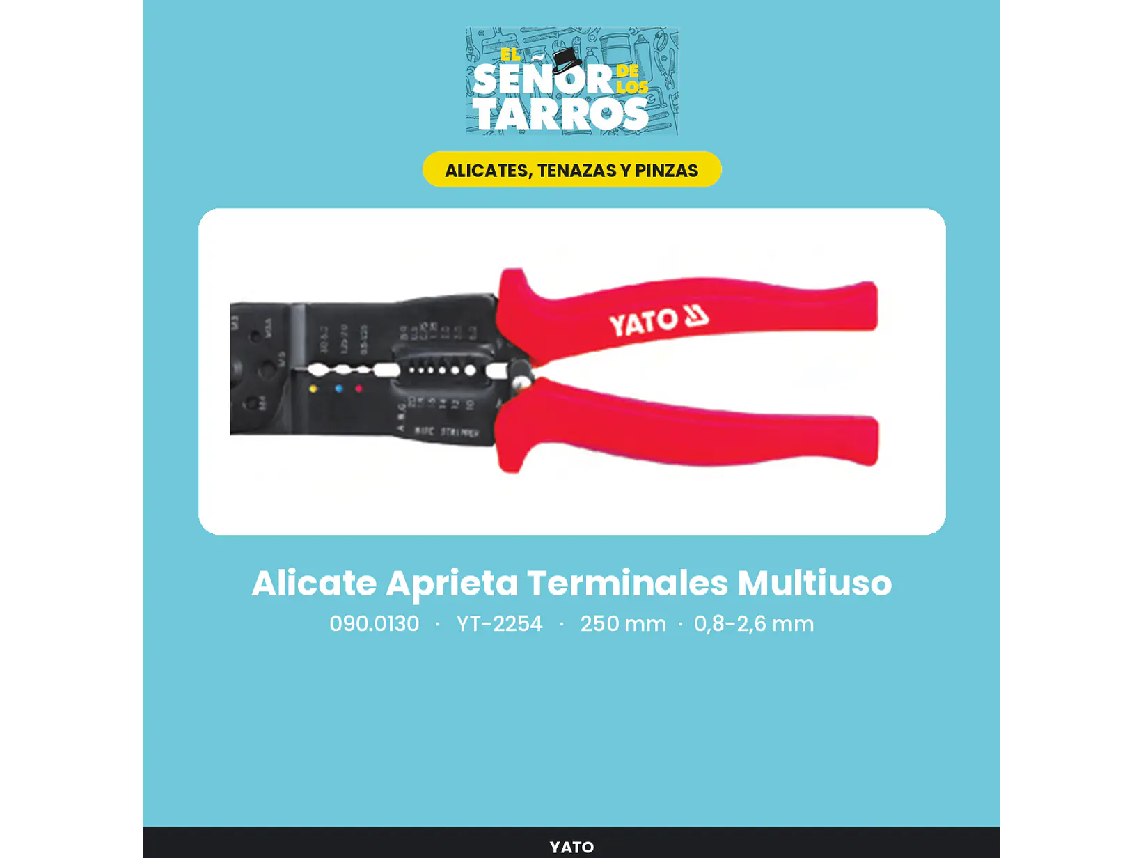 Alicate Aprieta Terminales Multiuso 250 mm, 0,8-2,6 mm