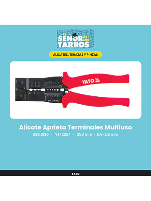 Alicate Aprieta Terminales Multiuso 250 mm, 0,8-2,6 mm