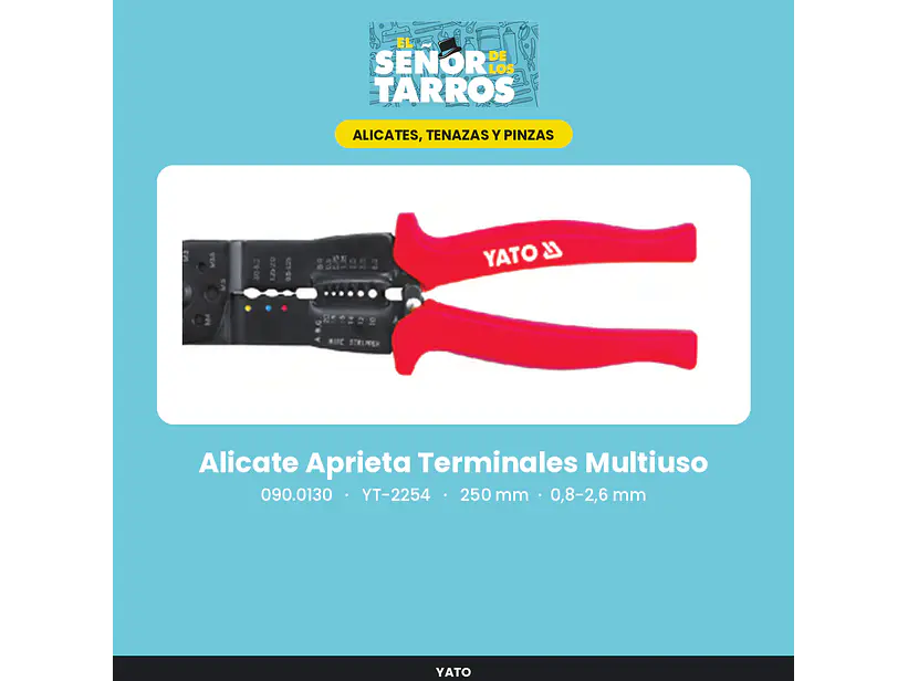 Alicate Aprieta Terminales Multiuso 250 mm, 0,8-2,6 mm